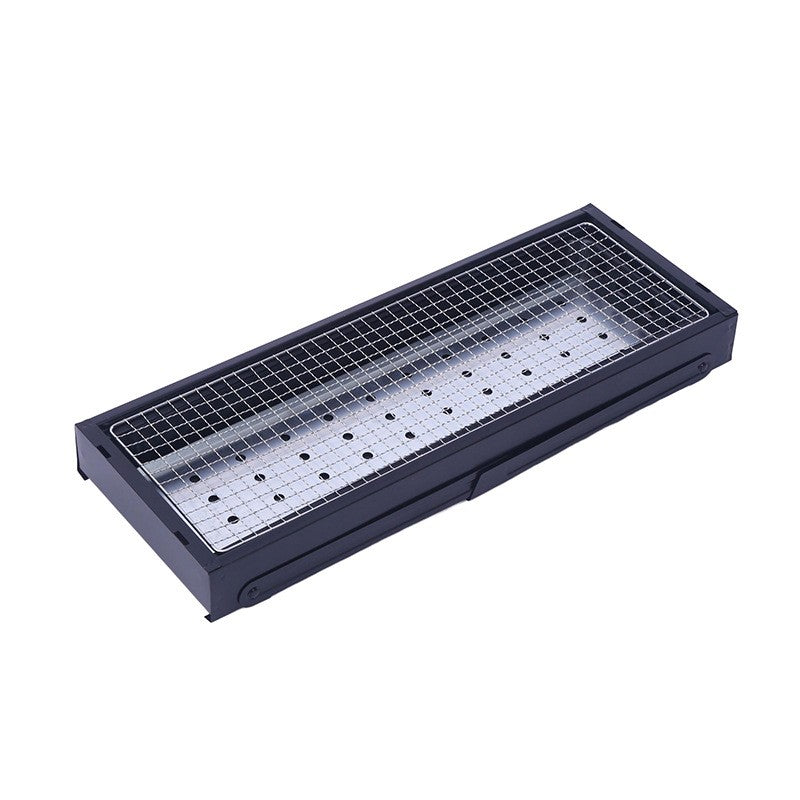 Gratar Portabil, Vivimall, Confectionat din Metal, pentru Picnic, Gradina, Terasa, Camping, Dimensiuni Reduse, 60x22x23 cm, Negru - vivimall.ro