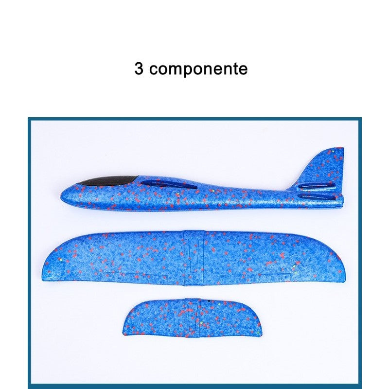 Avion Planor Din Polistiren In Punga, Lungime 47 Cm, Cu Lumini Pe Toata Lungimea, Albastru - vivimall.ro