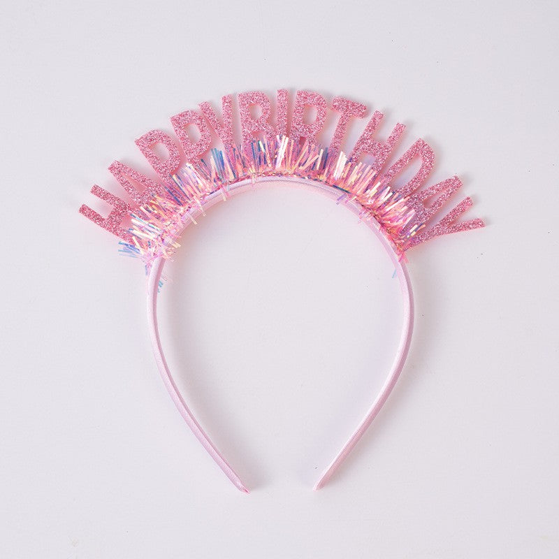 Coronita Decorativa pentru Petreceri, Vivimall, Tema Aniversare, Model Happy Birthday, Marime Universala, Rose - vivimall.ro