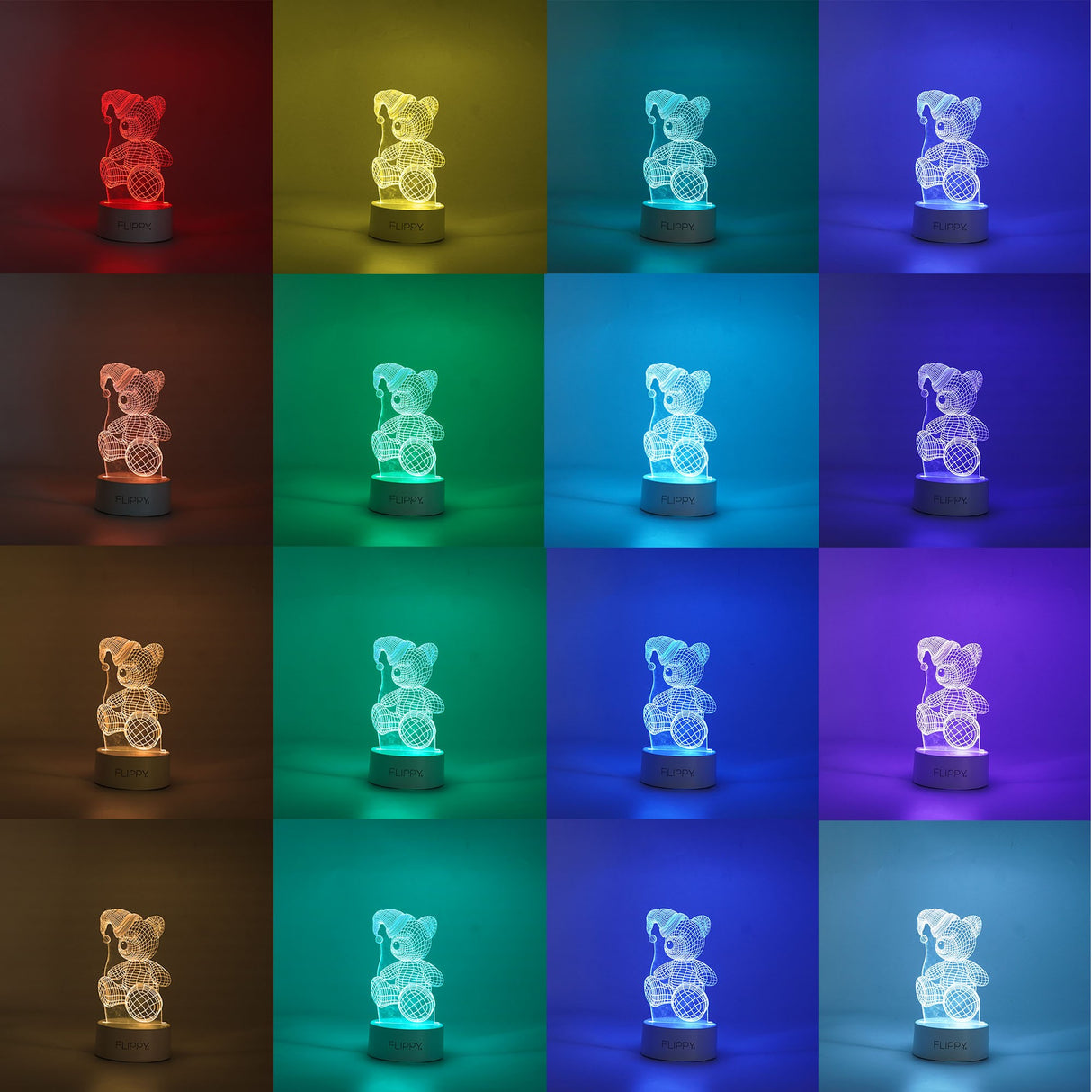 Lampa LED decorativa, Vivimall, 3D, Urs cu palarie, cu telecomanda, doua moduri de alimentare USB si baterii, 20 cm inaltime, din material acril si lumina multicolora, alb - vivimall.ro