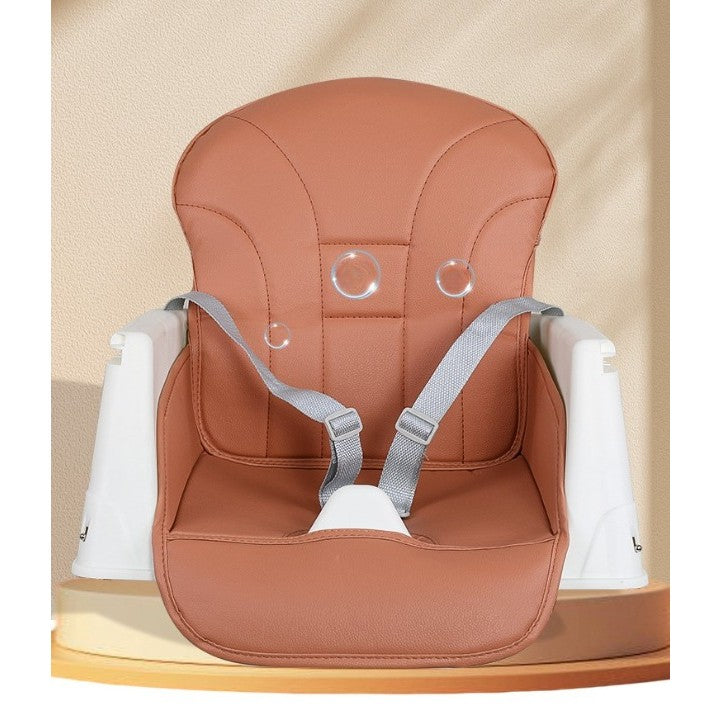 Scaun de Masa Pliabil 3in1, Vivimall, Reglabil, Multifunctional, 3 Pozitii, Masuta si Husa Detasabile, Roti, Centura de Siguranta, Ajustare Inaltime, Maro - vivimall.ro