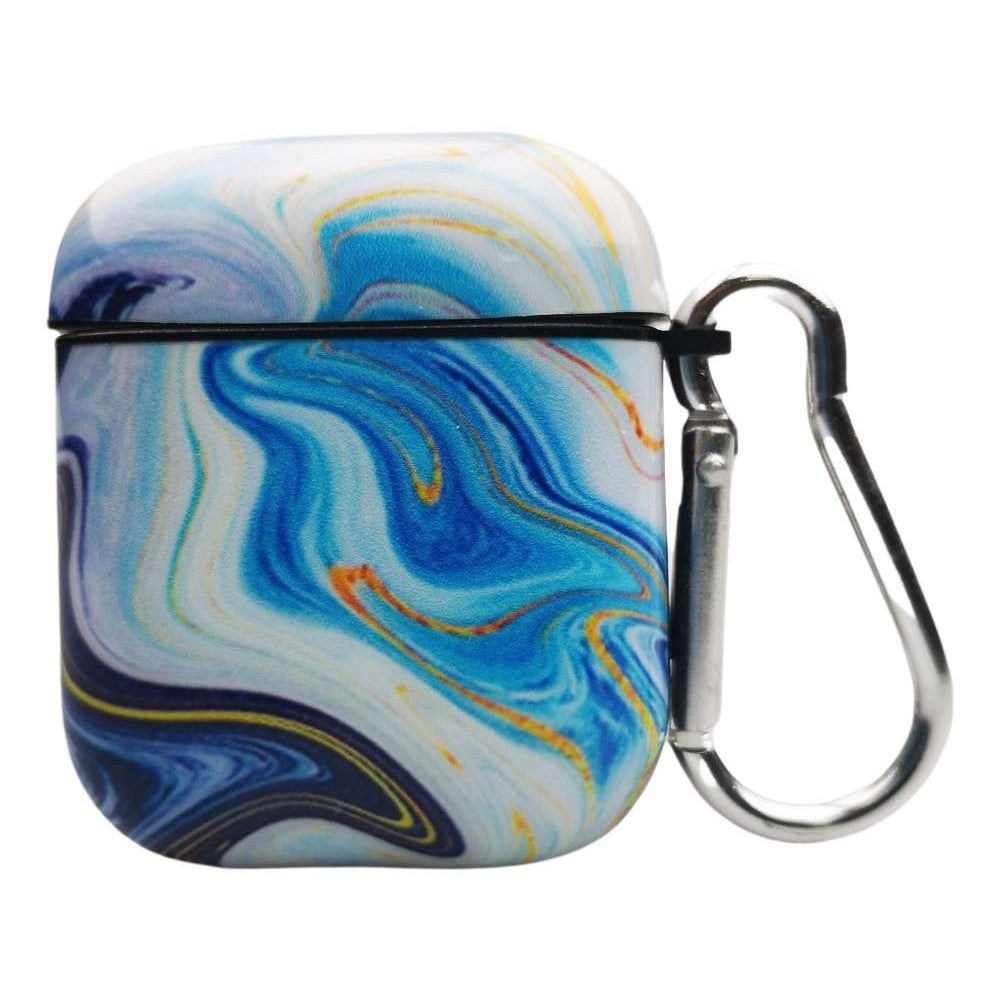 Husa AirPods cu Inel Prindere Marble Albastru - vivimall.ro