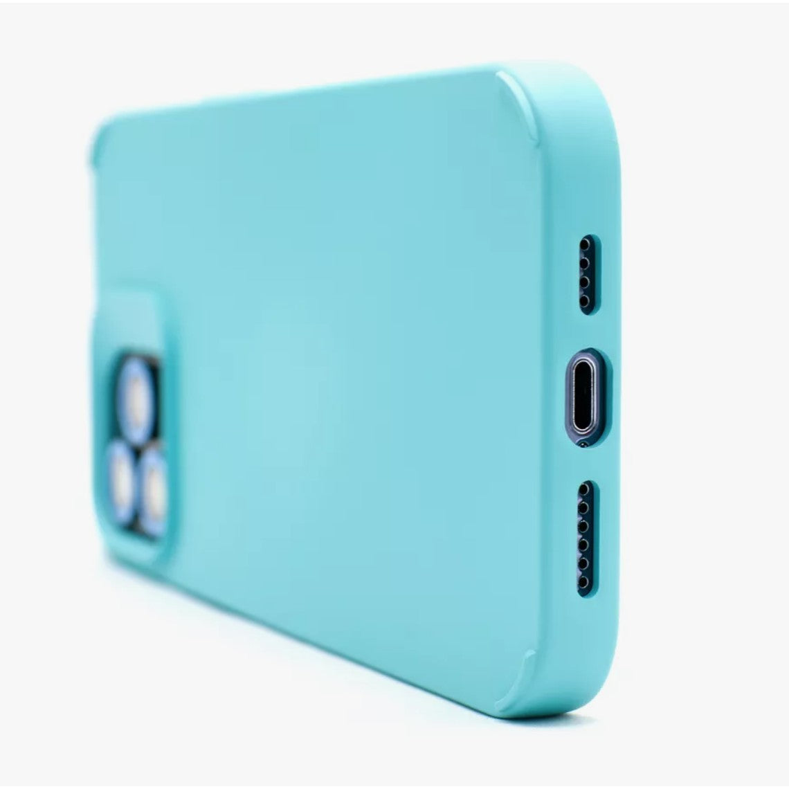 Husa Apple iPhone 13, Vivimall, din Silicon Lichid, Interior din Microfibra, Lentile Fosforescente de Protectie Camera, Anti Amprenta, Rezistenta la Socuri, Bleu - vivimall.ro