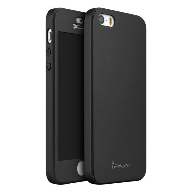 Husa Apple iPhone 5/5S/SE IPAKY Full Cover 360 Negru + Folie Cadou - vivimall.ro