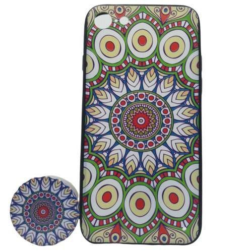 Husa Apple iPhone 7/8 Multicolor Model Paun + Popsocket inclus - vivimall.ro