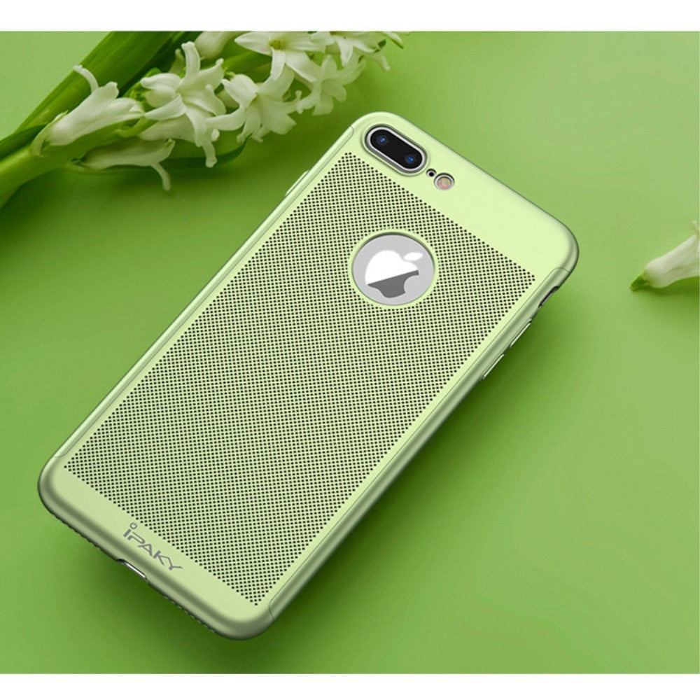 Husa de Protectie, Flippy, pentru Apple iPhone 7 Plus, Full Cover 360 Air cu Gauri si Folie de Protectie, Plastic, Verde - vivimall.ro
