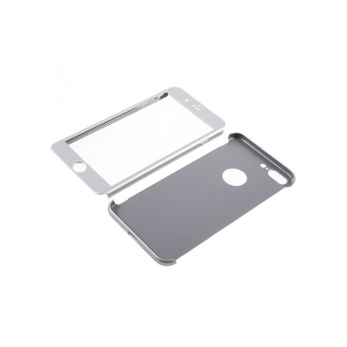 Husa Apple iPhone 7 Plus IPAKY Full Cover 360 Argintiu + Folie Cadou - vivimall.ro