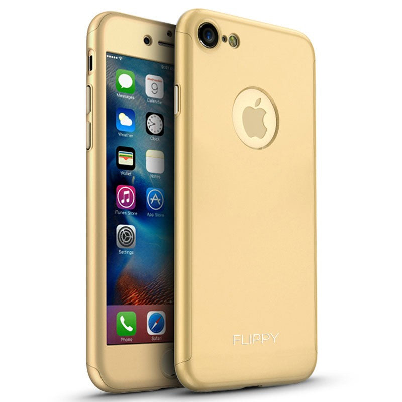 Husa Apple iPhone 8 Full Cover 360 Auriu + Folie Cadou - vivimall.ro