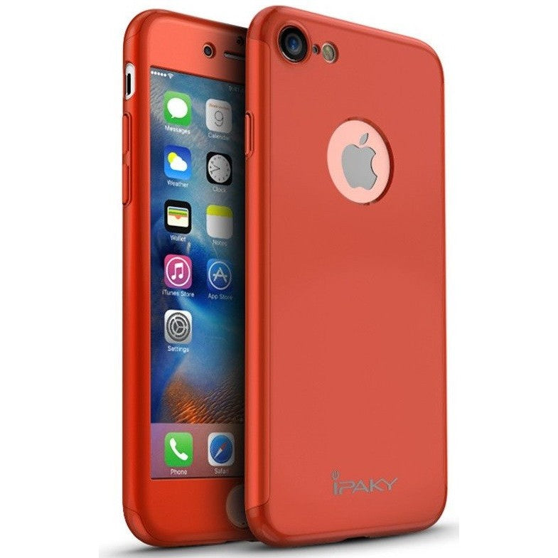 Husa Apple iPhone 8 IPAKY Full Cover 360 Rosu + Folie Cadou - vivimall.ro