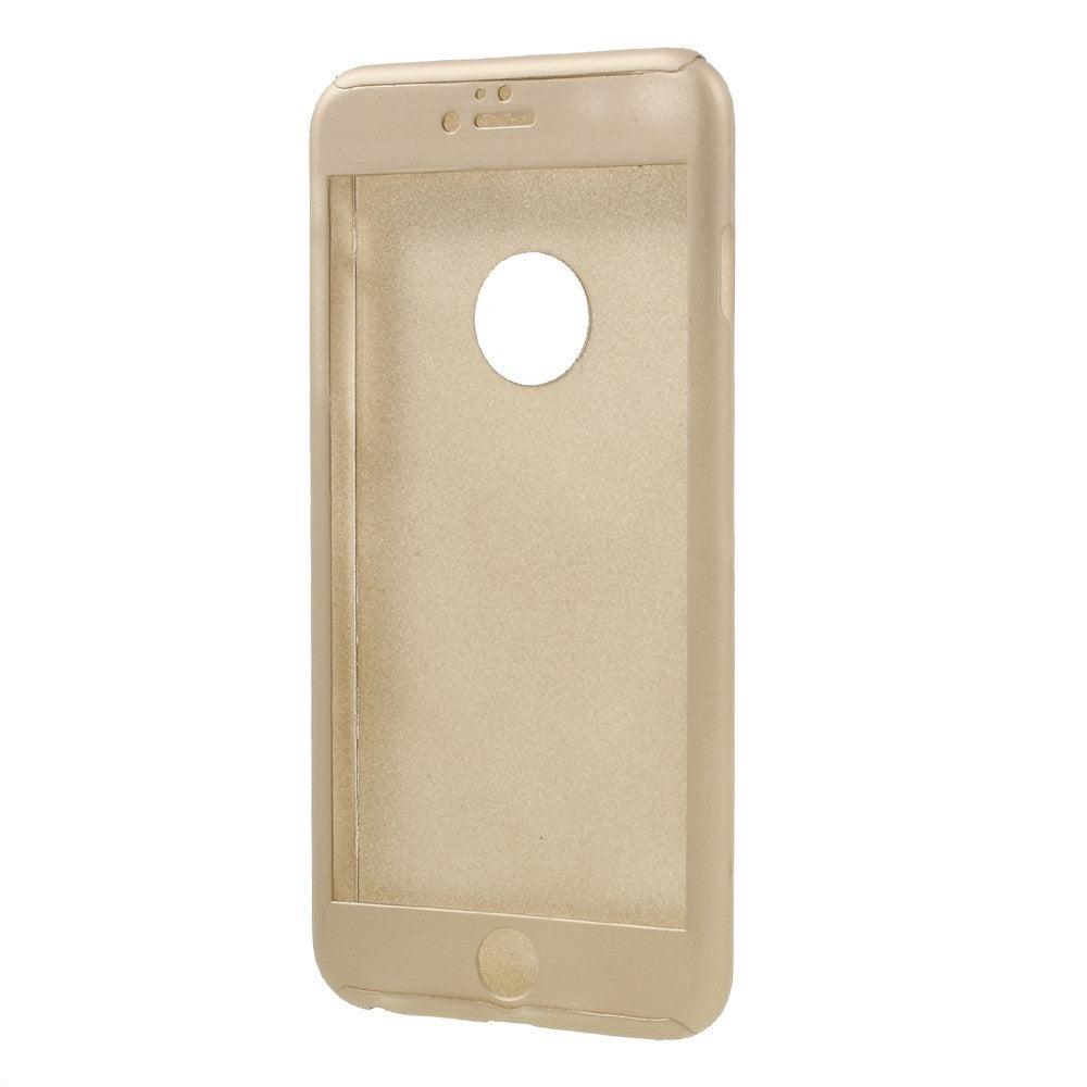 Husa Apple iPhone 8 Plus Full Cover 360 Auriu + Folie de protectie - vivimall.ro