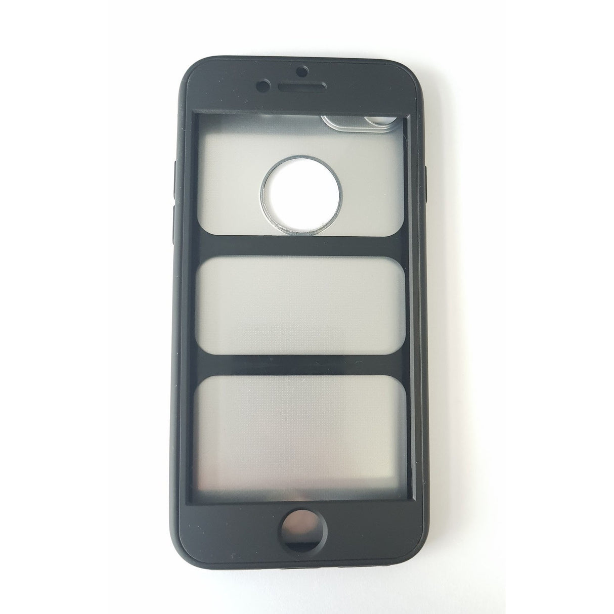 Husa Apple iPhone 8 Plus Full Silicone 360 Negru + Folie de protectie - vivimall.ro