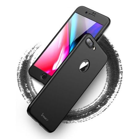 Husa Apple iPhone 8 Plus IPAKY Full Cover 360 Negru + Folie Cadou - vivimall.ro