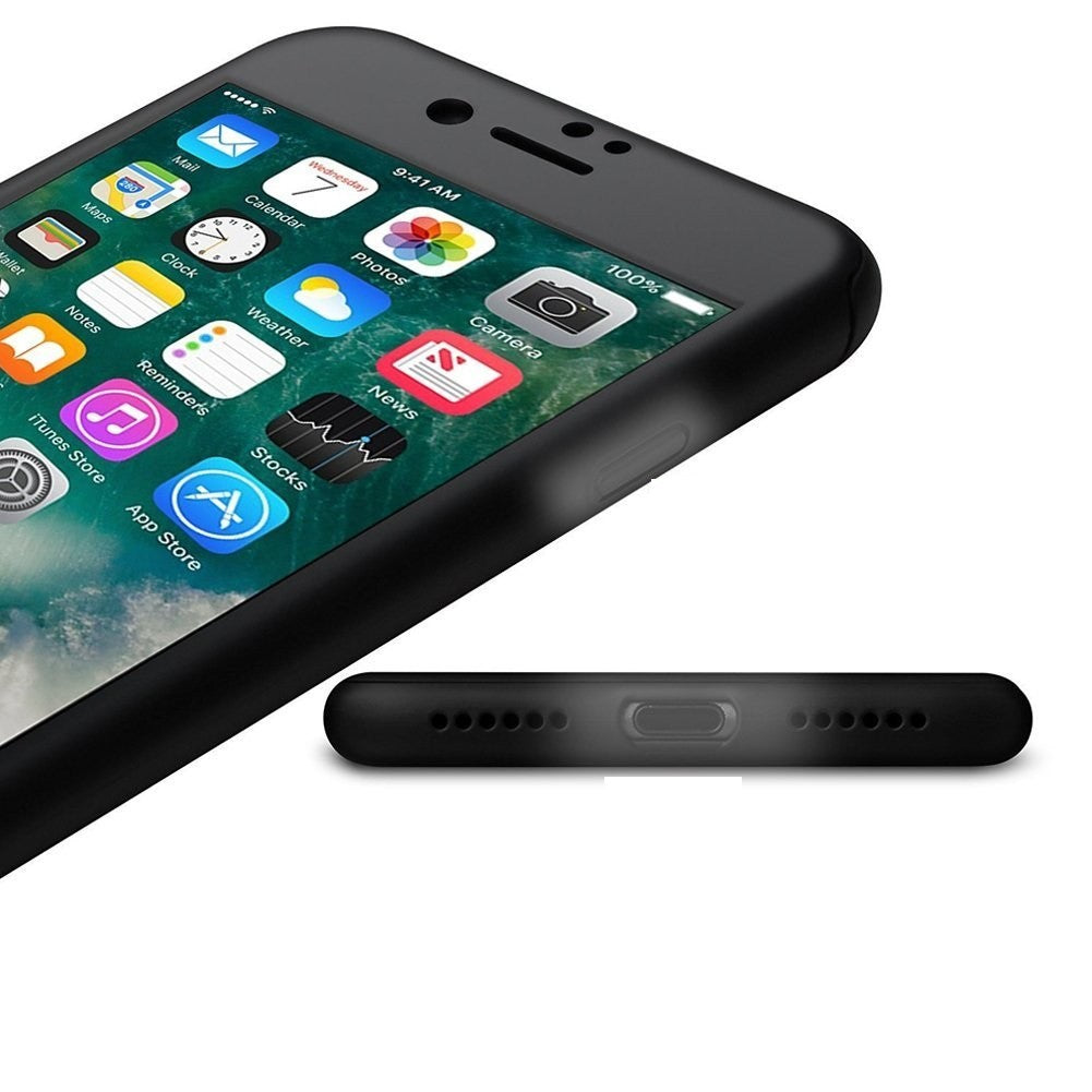 Husa Apple iPhone 8 Plus IPAKY Full Cover 360 Negru + Folie Cadou - vivimall.ro