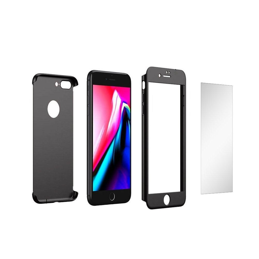 Husa Apple iPhone 8 Plus IPAKY Full Cover 360 Negru + Folie Cadou - vivimall.ro