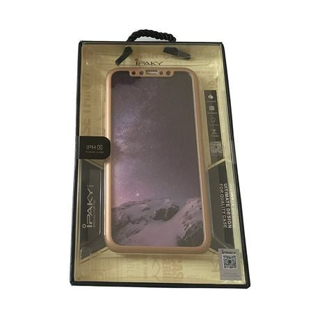 Husa Apple iPhone X IPAKY Full Cover 360 Auriu + Folie Cadou - vivimall.ro