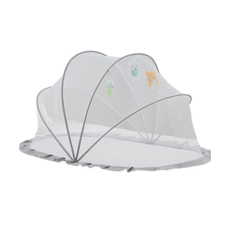 Plasă anti-țânțari pliabilă Vivimall pentru bebeluși 0-1 an, 60x55x5 cm, culoare gri, vedere frontală