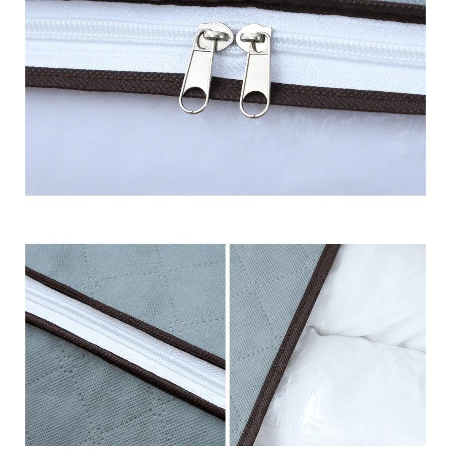 Husa de Depozitare, Vivimall, Intrebuintare Multipla, Pliabila, cu Fermoar Bidirectional si Fereastra Laterala Transparenta, Lavabila, 50x48x28 cm, Gri - vivimall.ro