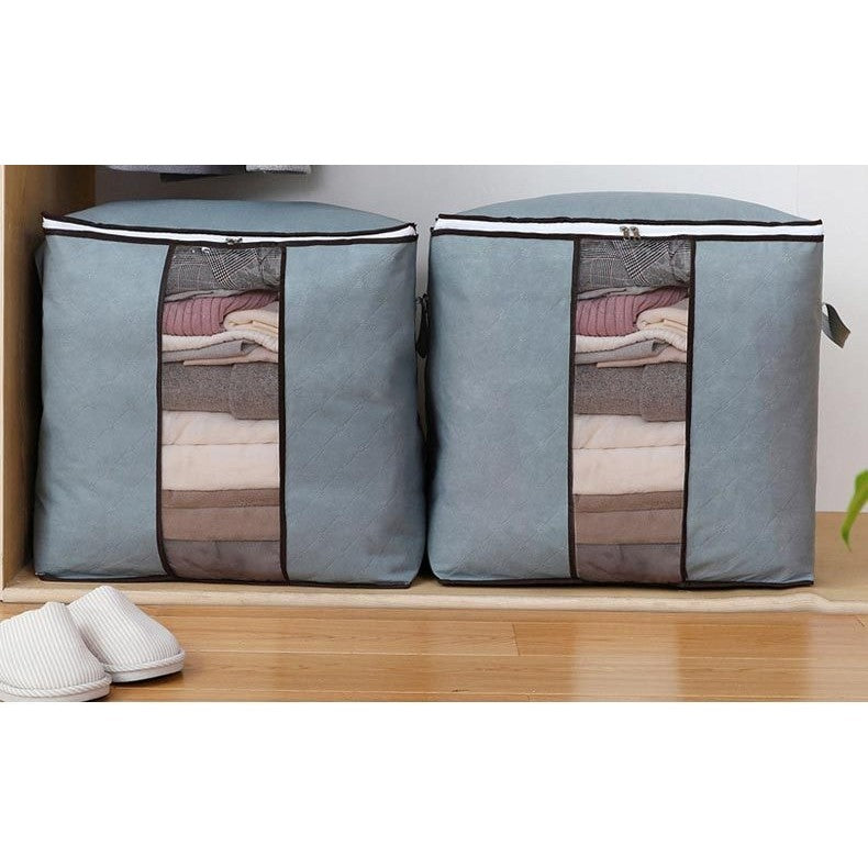 Husa de Depozitare, Vivimall, Intrebuintare Multipla, Pliabila, cu Fermoar Bidirectional si Fereastra Laterala Transparenta, Lavabila, 50x48x28 cm, Gri - vivimall.ro