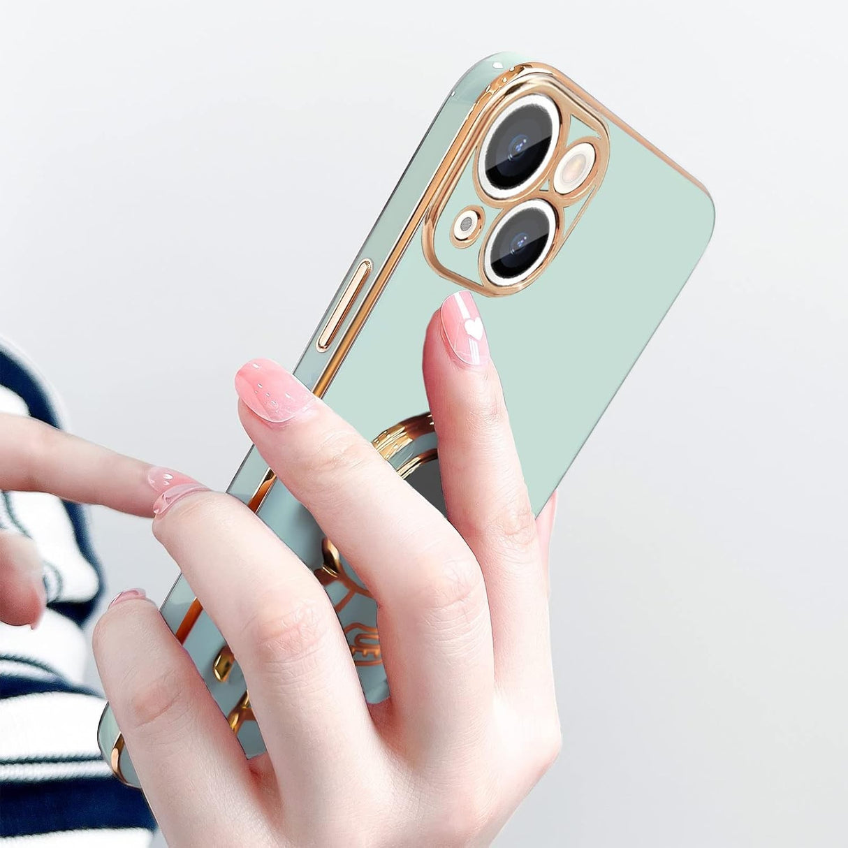 Husă astronaut verde iPhone 14, perspectivă laterală cu profil subțire