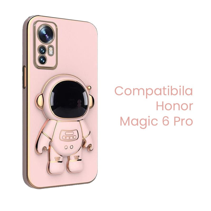 Husa de Protectie 2 in 1, Vivimall, Husa de Protectie pentru Honor Magic 6 Pro, Model Astronaut cu Suport, din TPU ,Roz - vivimall.ro