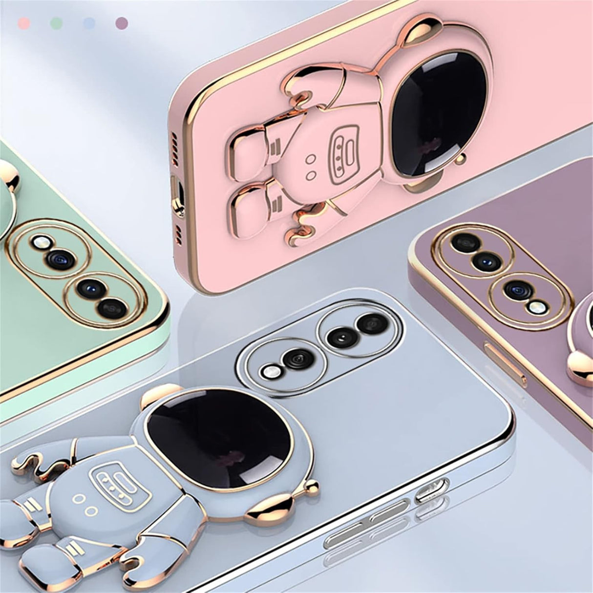 Husa Telefon 2in1, Vivimall, Compatibila Huawei P60 Pro, Carcasa TPU cu Suport Inclus Tip Astronaut, Protectie Camere, Verde - vivimall.ro