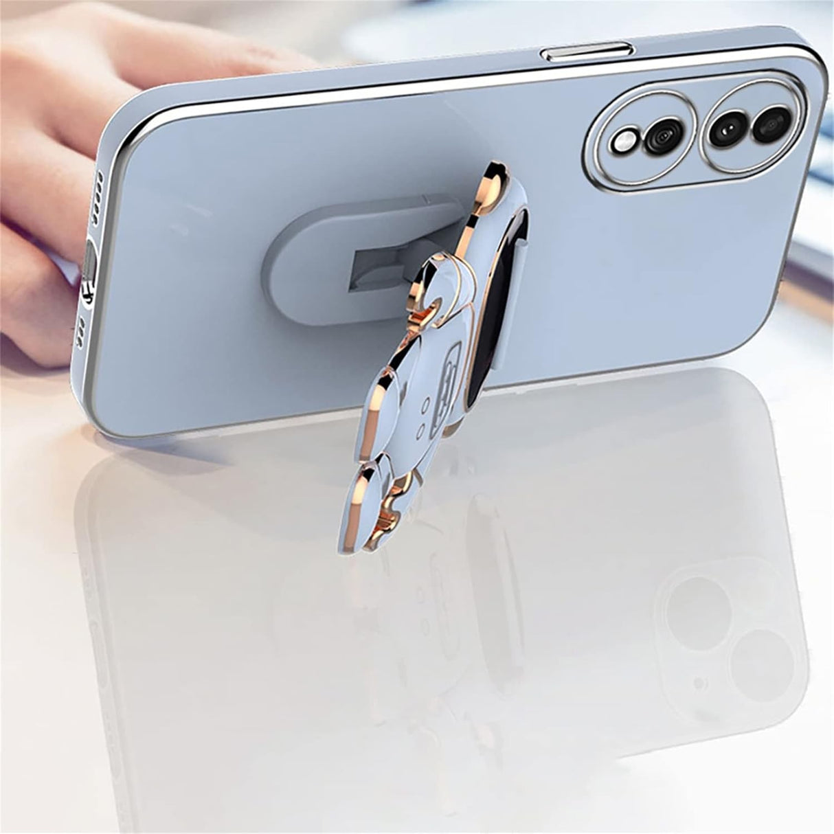 Husa Telefon 2in1, Vivimall, Compatibila Huawei P60 Pro, Carcasa TPU cu Suport Inclus Tip Astronaut, Protectie Camere, Verde - vivimall.ro