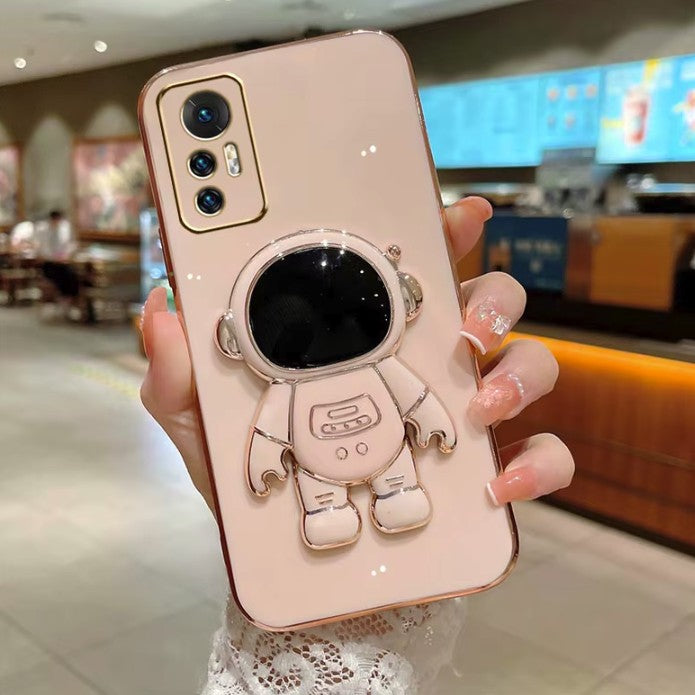 Husa de Protectie 2 in 1, Flippy, Husa de Protectie pentru Samsung Galaxy A15/A15 5G, Model Astronaut cu Suport, din TPU, Roz - vivimall.ro