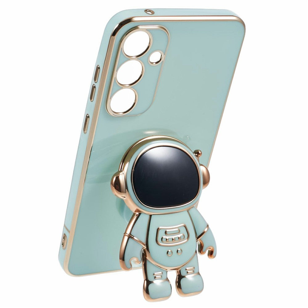 Husa Telefon 2in1, Vivimall, Compatibila Samsung Galaxy S23, Carcasa TPU cu Suport Inclus Tip Astronaut, Protectie Camere, Verde - vivimall.ro