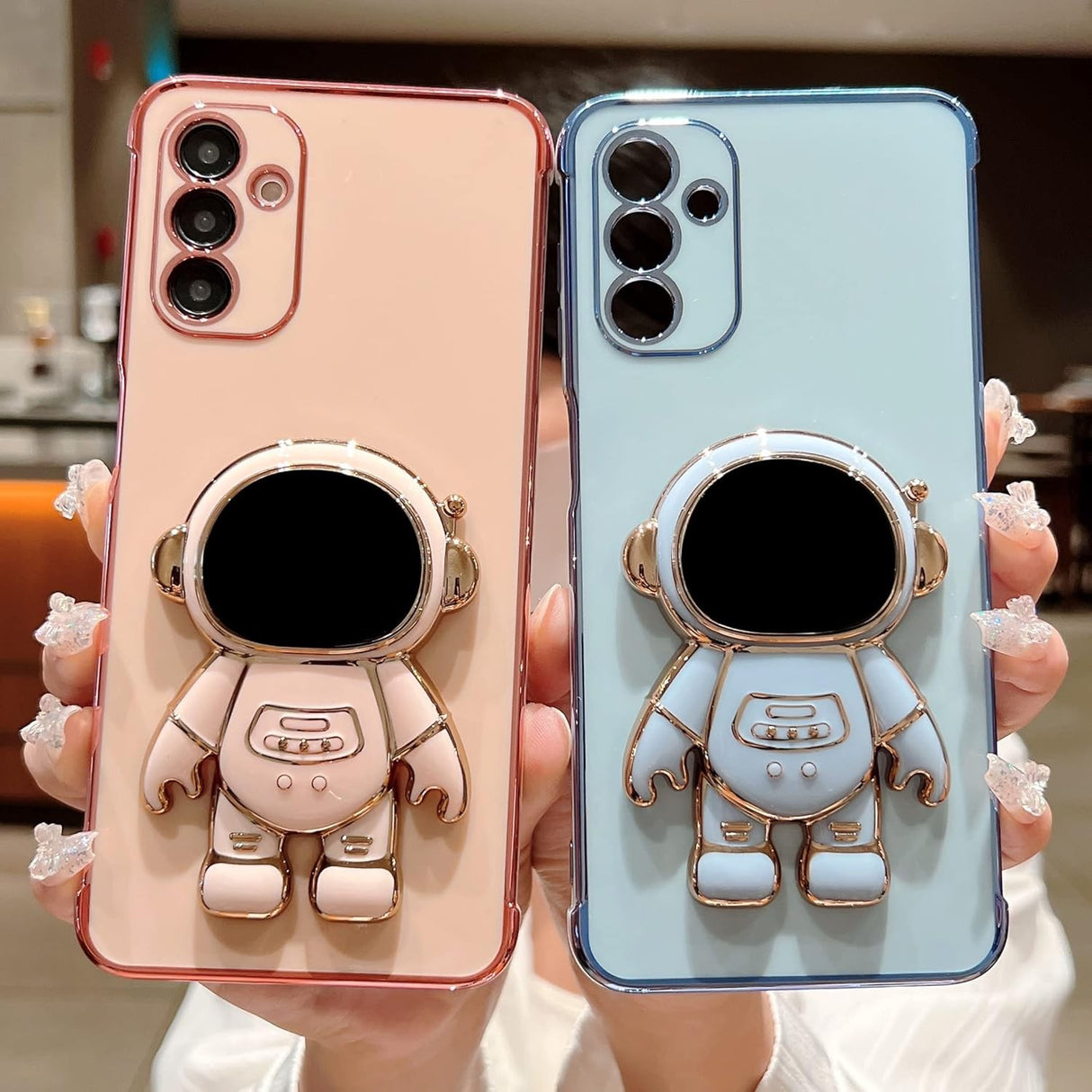 Husa Telefon 2in1, Vivimall, Compatibila Samsung Galaxy S24, Carcasa TPU cu Suport Inclus Tip Astronaut, Protectie Camere, Roz - vivimall.ro