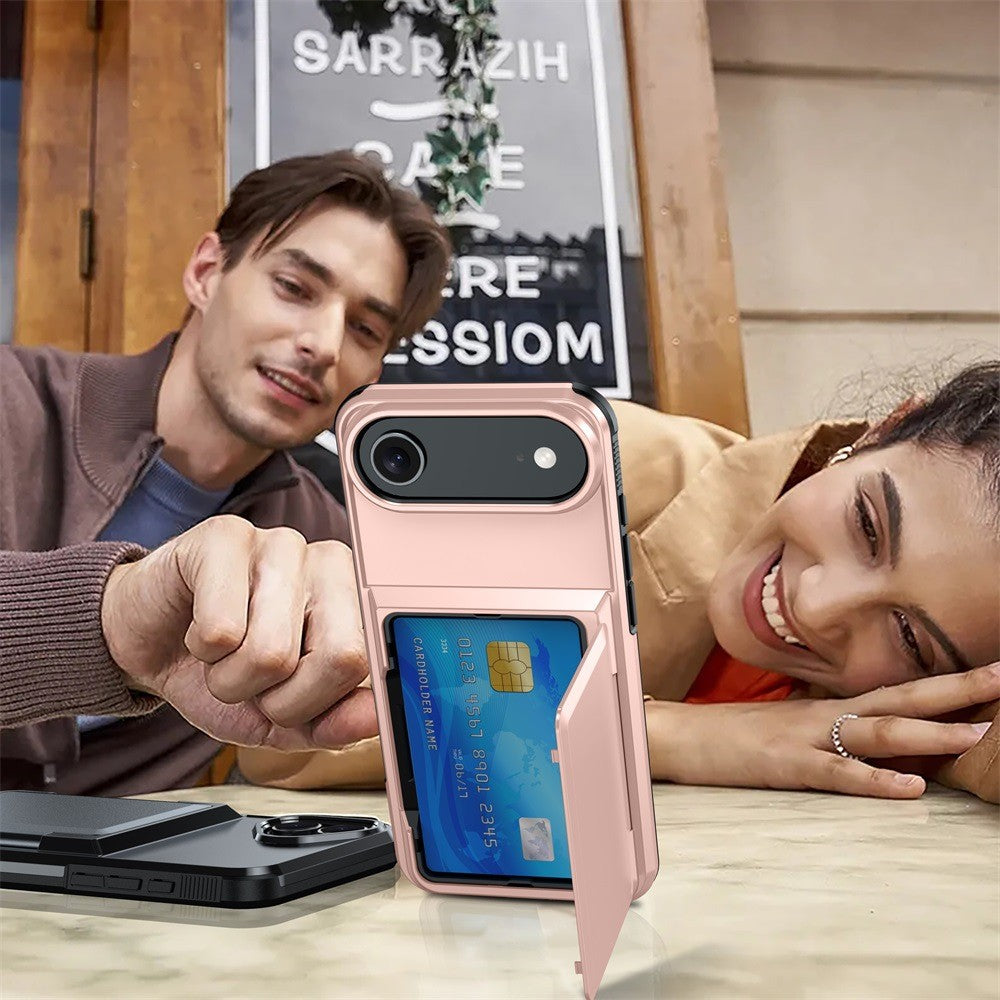 Husă iPhone 17 Air Rose Gold montată pe telefon, vedere spate completă