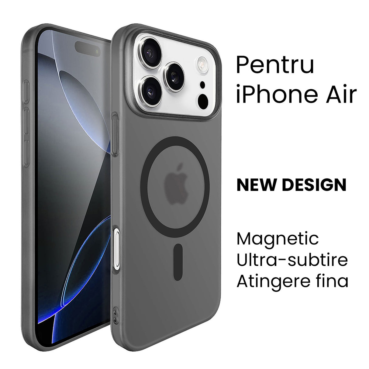 Husa de Protectie compatibila Apple iPhone 17 Air, Vivimall, Magnetica Ultra-subtire, Anti-alunecare, Protectie PC, Rezistenta la Zgirieturi, Negru - vivimall.ro