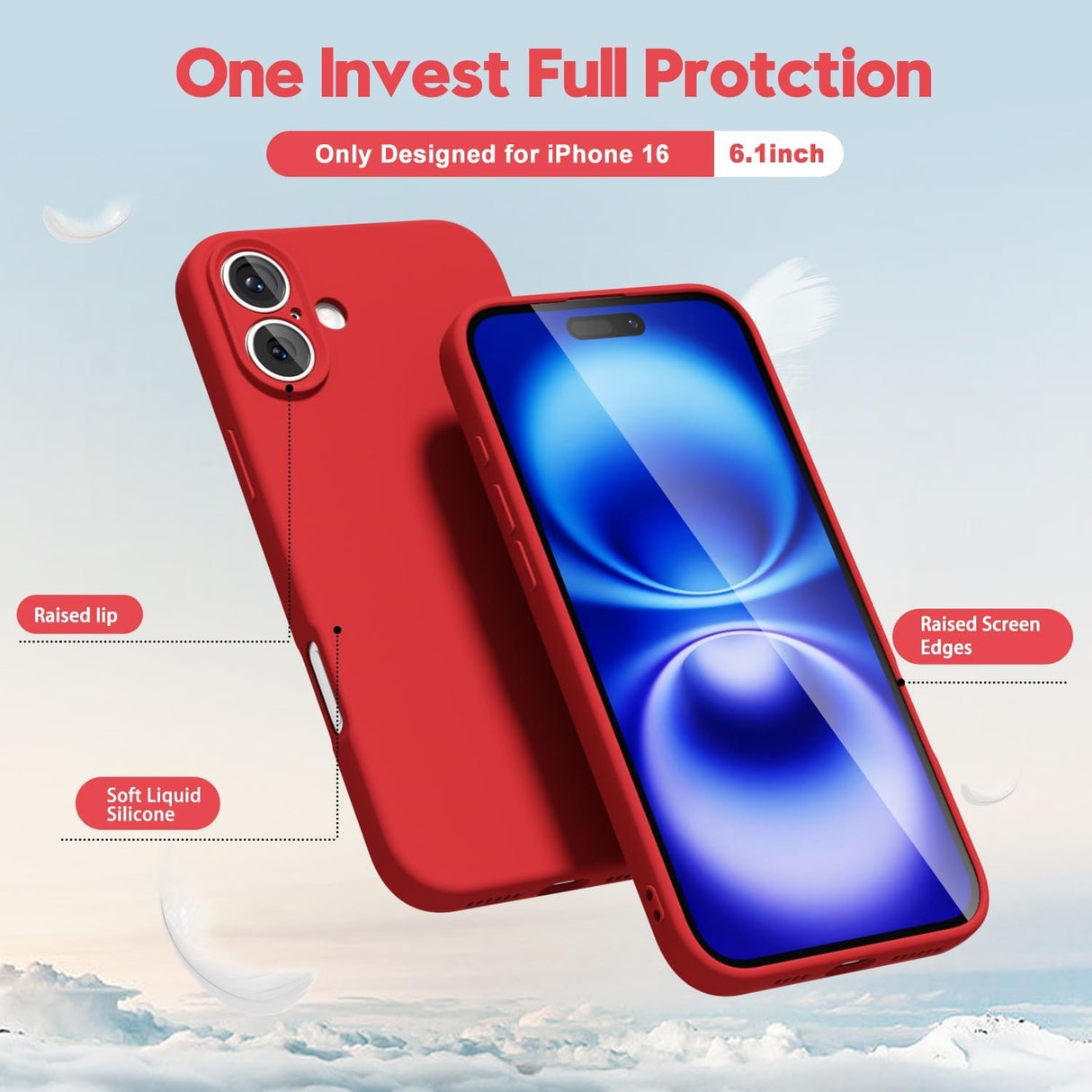 Husa de Protectie Matte TPU, Vivimall, pentru Apple iPhone 16 Plus, Protectie Camera, Antisoc, Antizgariere, Antialunecare, Acoperire Completa, Rosu - vivimall.ro