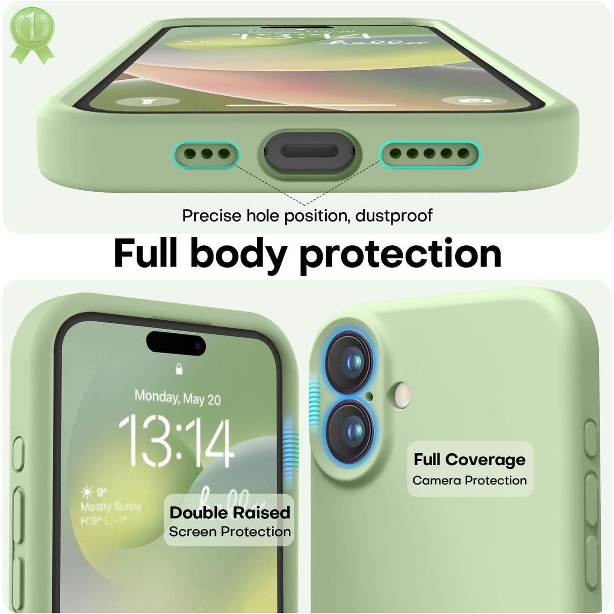 Husa de Protectie Matte TPU, Vivimall, pentru Apple iPhone 16 Plus, Protectie Camera, Antisoc, Antizgariere, Antialunecare, Acoperire Completa, Verde - vivimall.ro