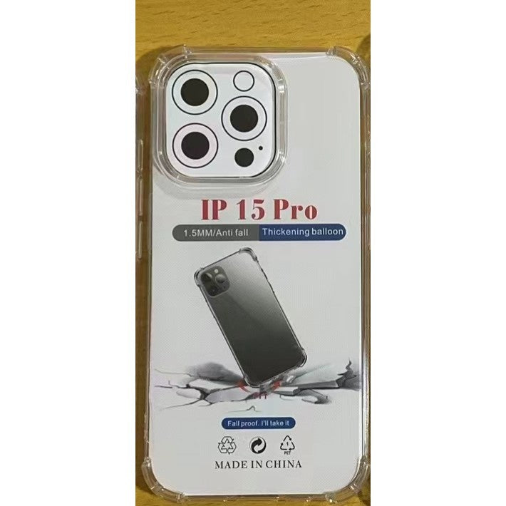Husă TPU transparentă Apple iPhone 15 Pro, vedere de ansamblu produs și ambalaj inclus