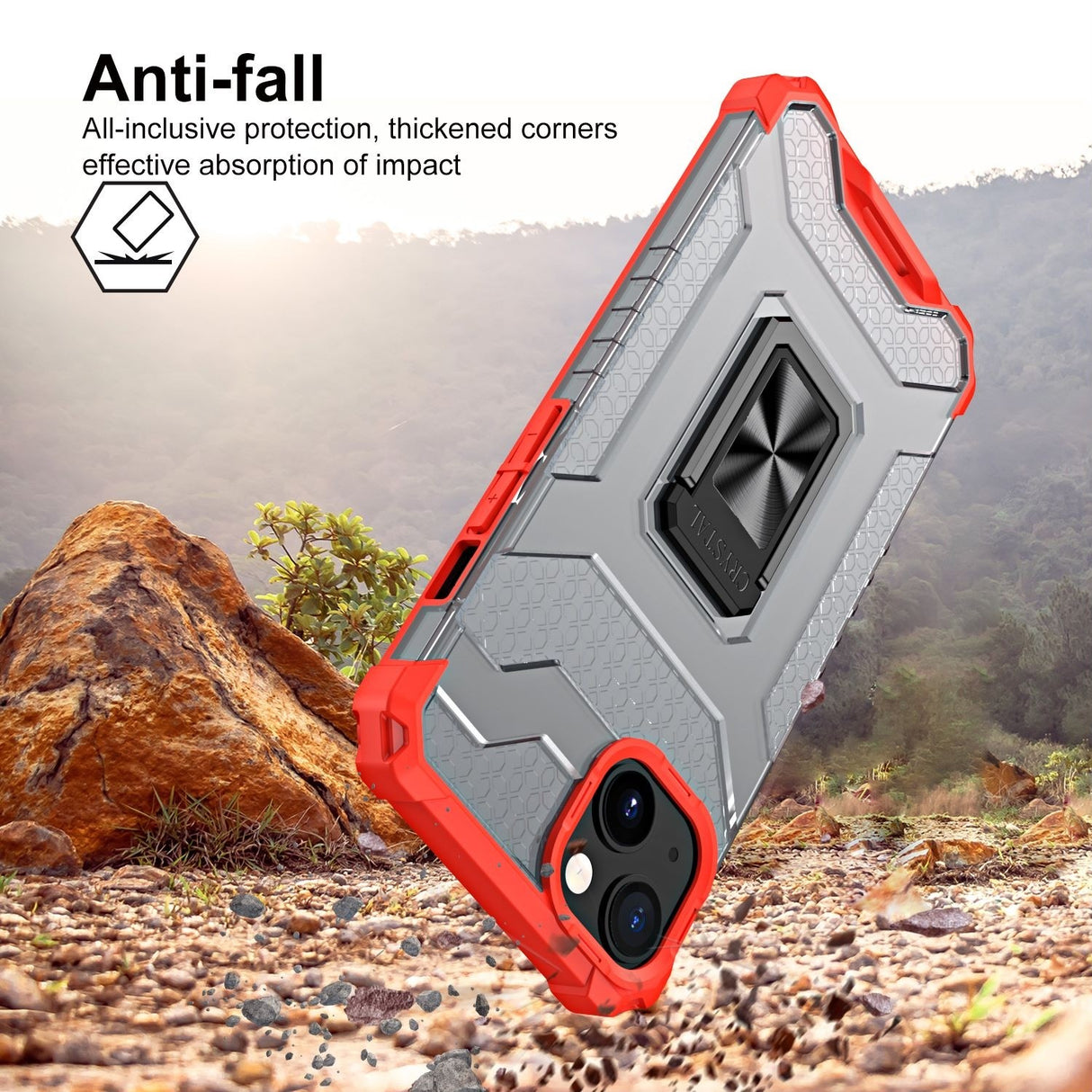 Husa de protectie Flippy compatibila cu Apple iPhone 13 Mini Acrylic Armor cu suport Rosu - vivimall.ro