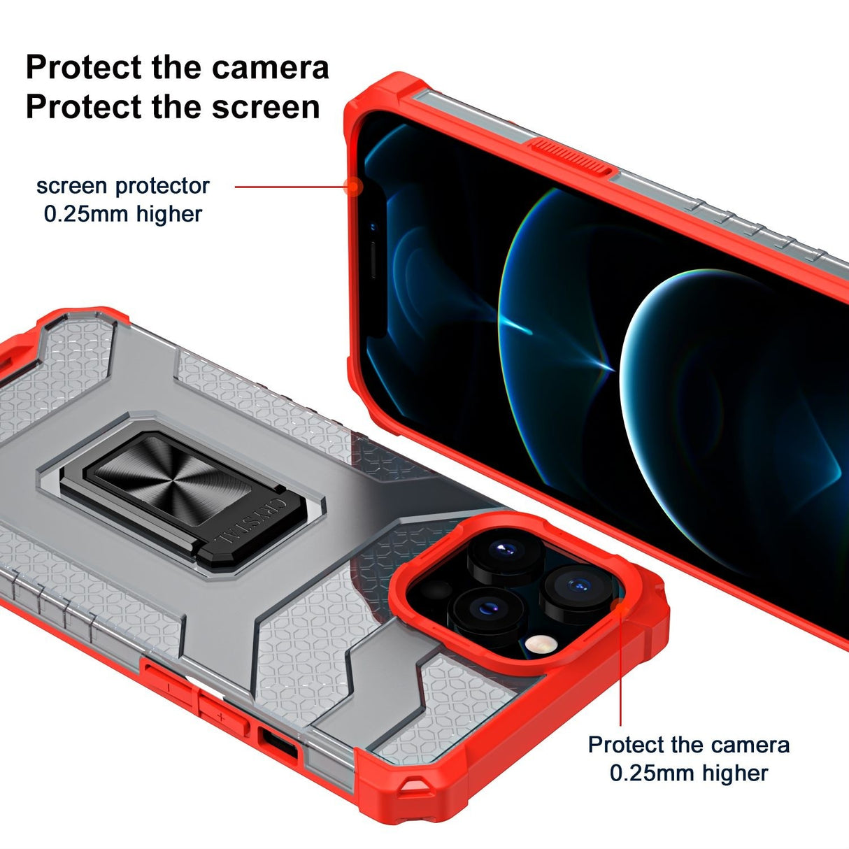 Husa de protectie Flippy compatibila cu Apple iPhone 13 Pro Max Acrylic Armor cu suport Rosu - vivimall.ro