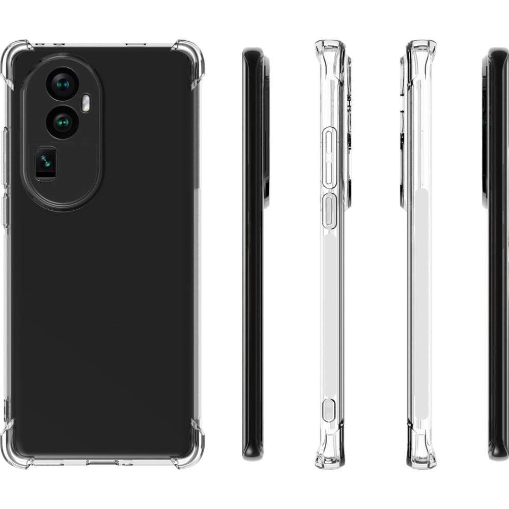 Husă protecție Oppo Reno 10 TPU 1.5 mm transparent, vedere comparativă față-spate