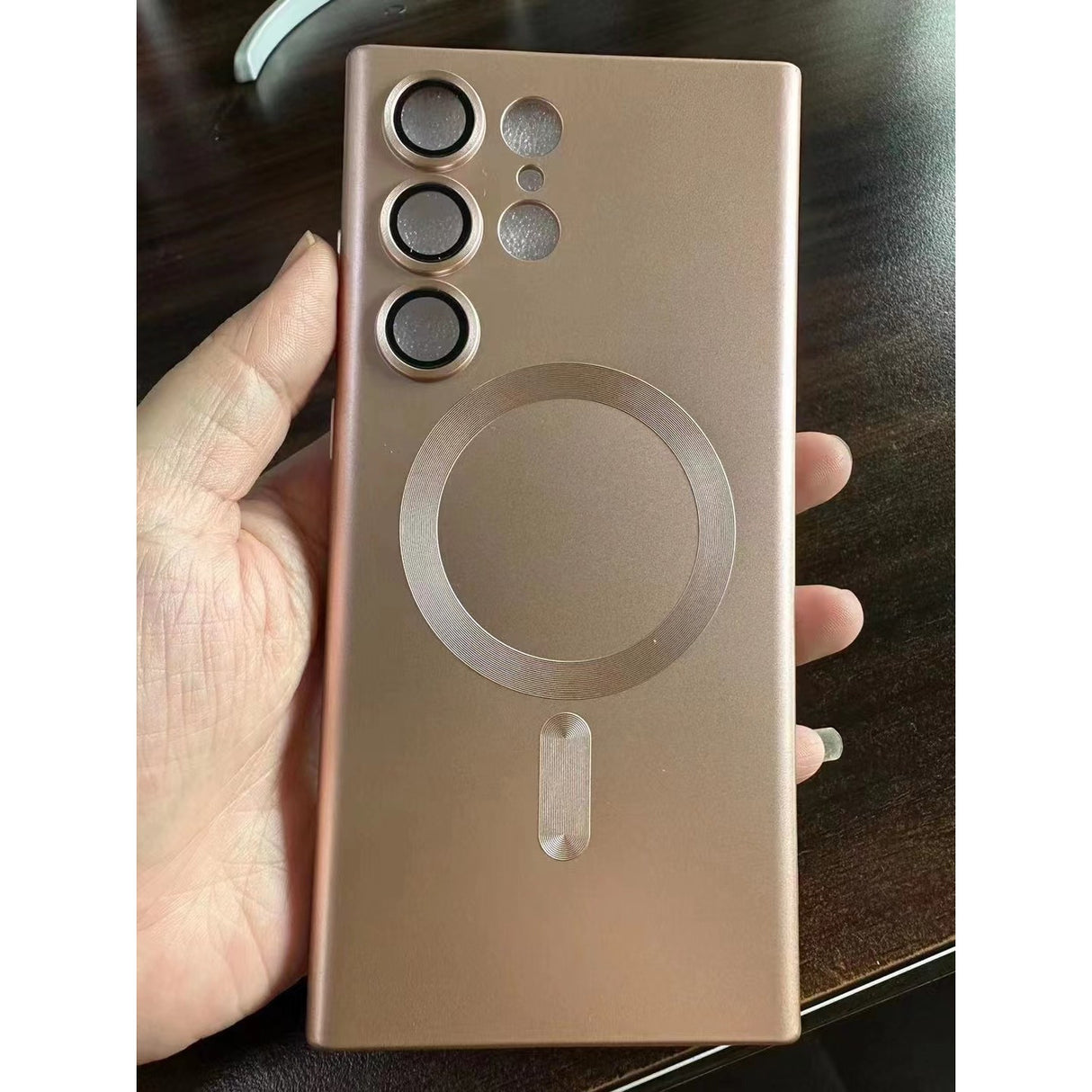 Husa de protectie Flippy, cu incarcare Wireless, Tehnologie Magsafe, pentru Samsung Galaxy S23 Ultra , Rose Gold - vivimall.ro