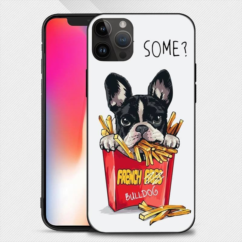 Husa de Protectie, Vivimall, Husa de Protectie pentru iPhone 14 Pro Max, din TPU, Imprimeu Bulldog SOME, Alb - vivimall.ro
