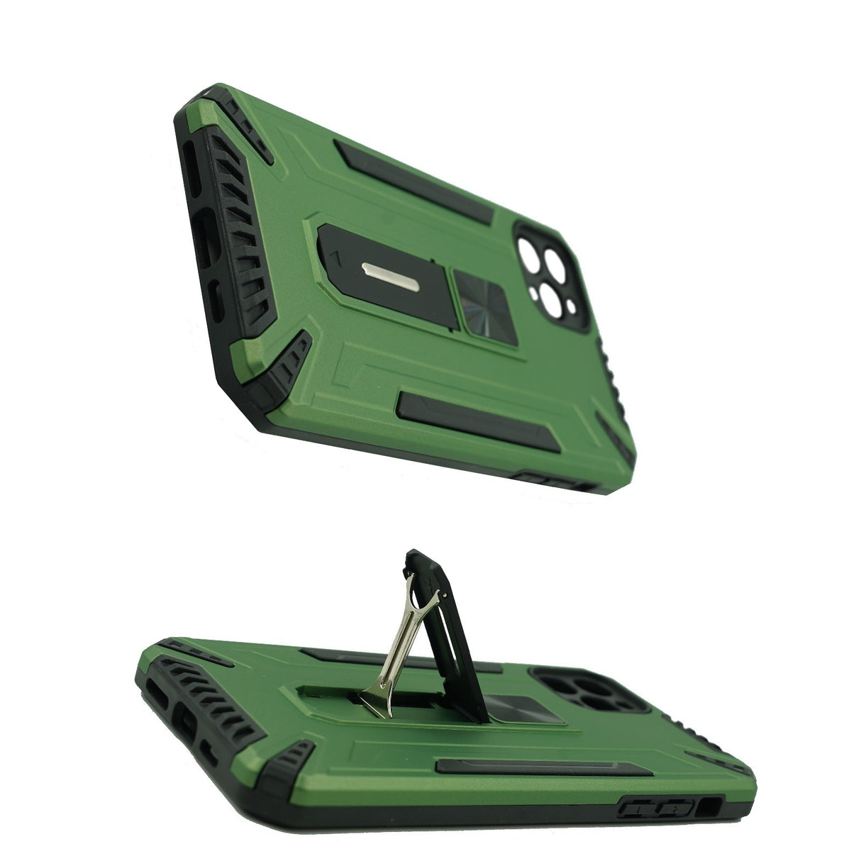Husa de protectie Flippy pentru Apple iPhone 12 Defender Sergeant Brave cu suport, Verde deschis - vivimall.ro