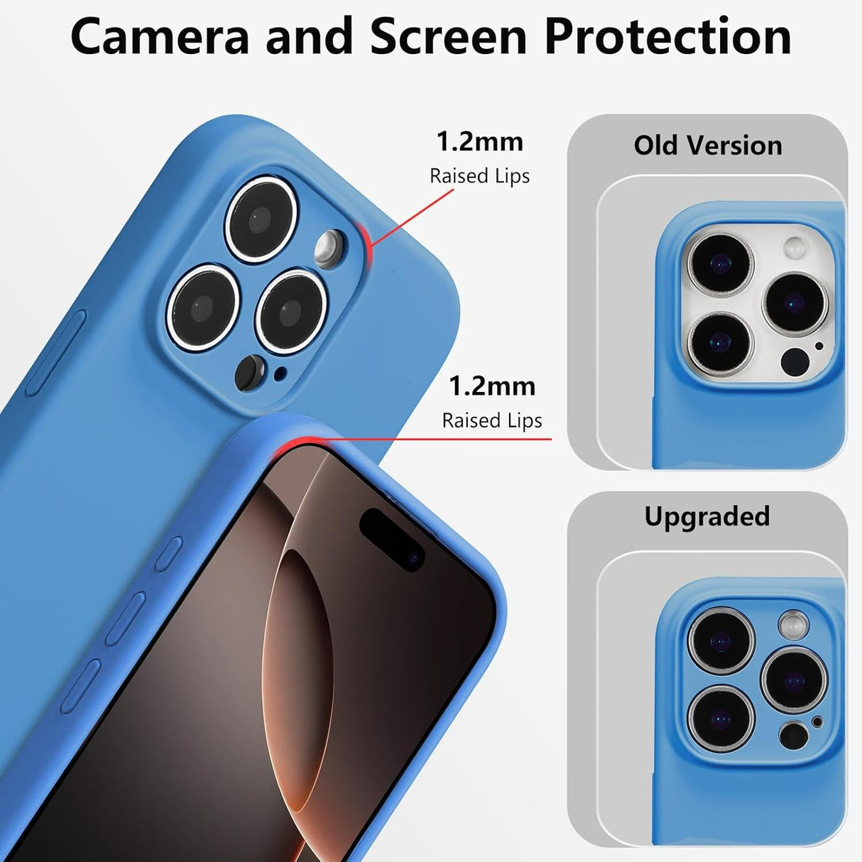 Husă protecție antisoc iPhone 16 Pro Max albastru, margini ridicate pentru ecran și cameră
