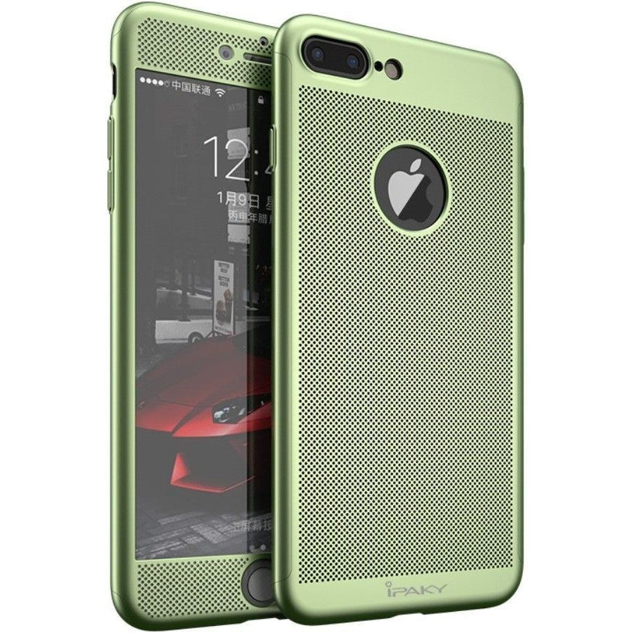 Husa de Protectie, Flippy, pentru Apple iPhone 7 Plus, Full Cover 360 Air cu Gauri si Folie de Protectie, Plastic, Verde - vivimall.ro