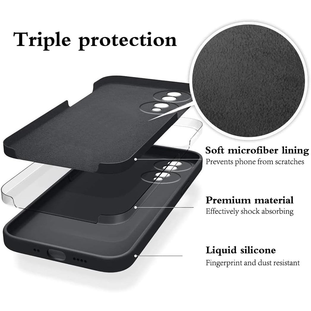 Husa de Protectie, Vivimall, pentru Honor 70, Liquid Silicone, cu Microfibra pe Interior, Protectie Antisoc, Compatibil Incarcare Wireless, Negru - vivimall.ro