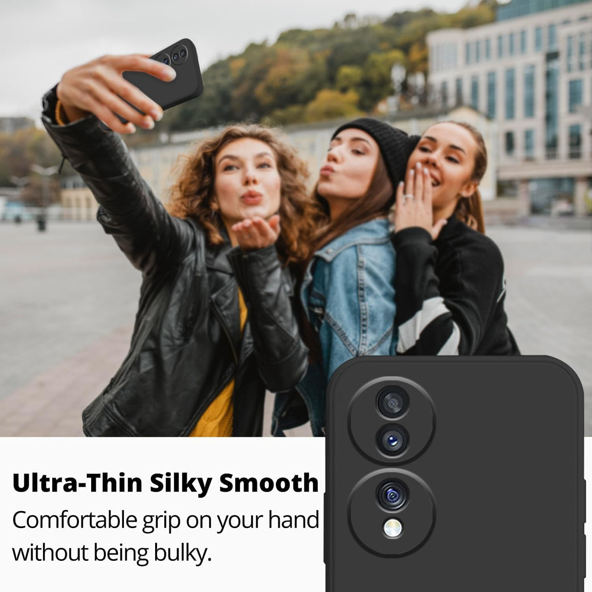 Husa de Protectie, Vivimall, pentru Honor 70, Liquid Silicone, cu Microfibra pe Interior, Protectie Antisoc, Compatibil Incarcare Wireless, Negru - vivimall.ro