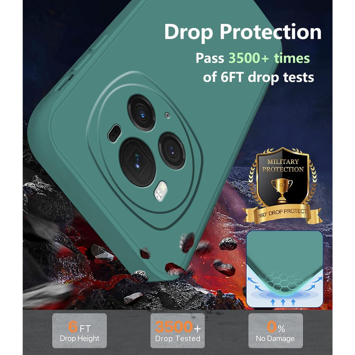 Husa de Protectie, Vivimall, pentru Honor Magic 6 Pro, Liquid Silicone, cu Microfibra pe Interior, Protectie Antisoc, Compatibil Incarcare Wireless, Verde - vivimall.ro