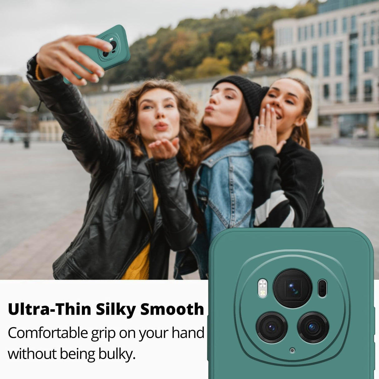 Husa de Protectie, Vivimall, pentru Honor Magic 6 Pro, Liquid Silicone, cu Microfibra pe Interior, Protectie Antisoc, Compatibil Incarcare Wireless, Verde - vivimall.ro