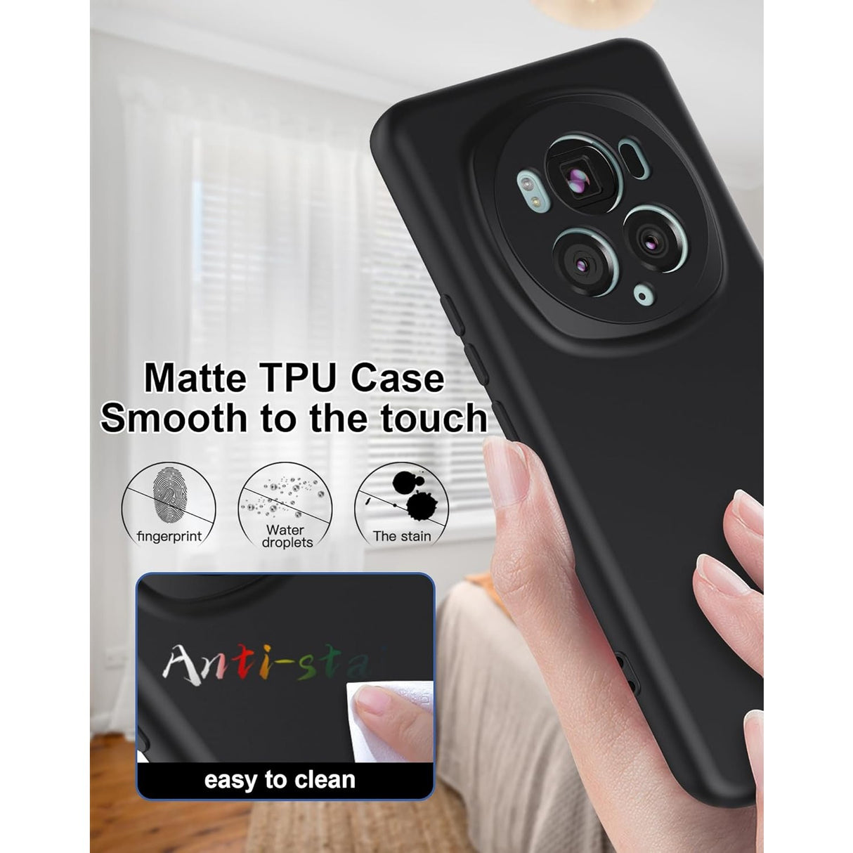 Husa de Protectie, Vivimall, pentru Honor Magic 6 Pro, Liquid Silicone, cu Microfibra pe Interior, Protectie Antisoc, Compatibil Incarcare Wireless, Negru - vivimall.ro