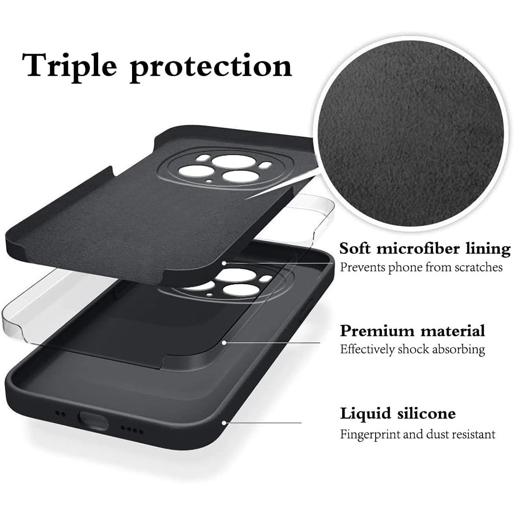 Husa de Protectie, Vivimall, pentru Honor Magic 6 Pro, Liquid Silicone, cu Microfibra pe Interior, Protectie Antisoc, Compatibil Incarcare Wireless, Negru - vivimall.ro