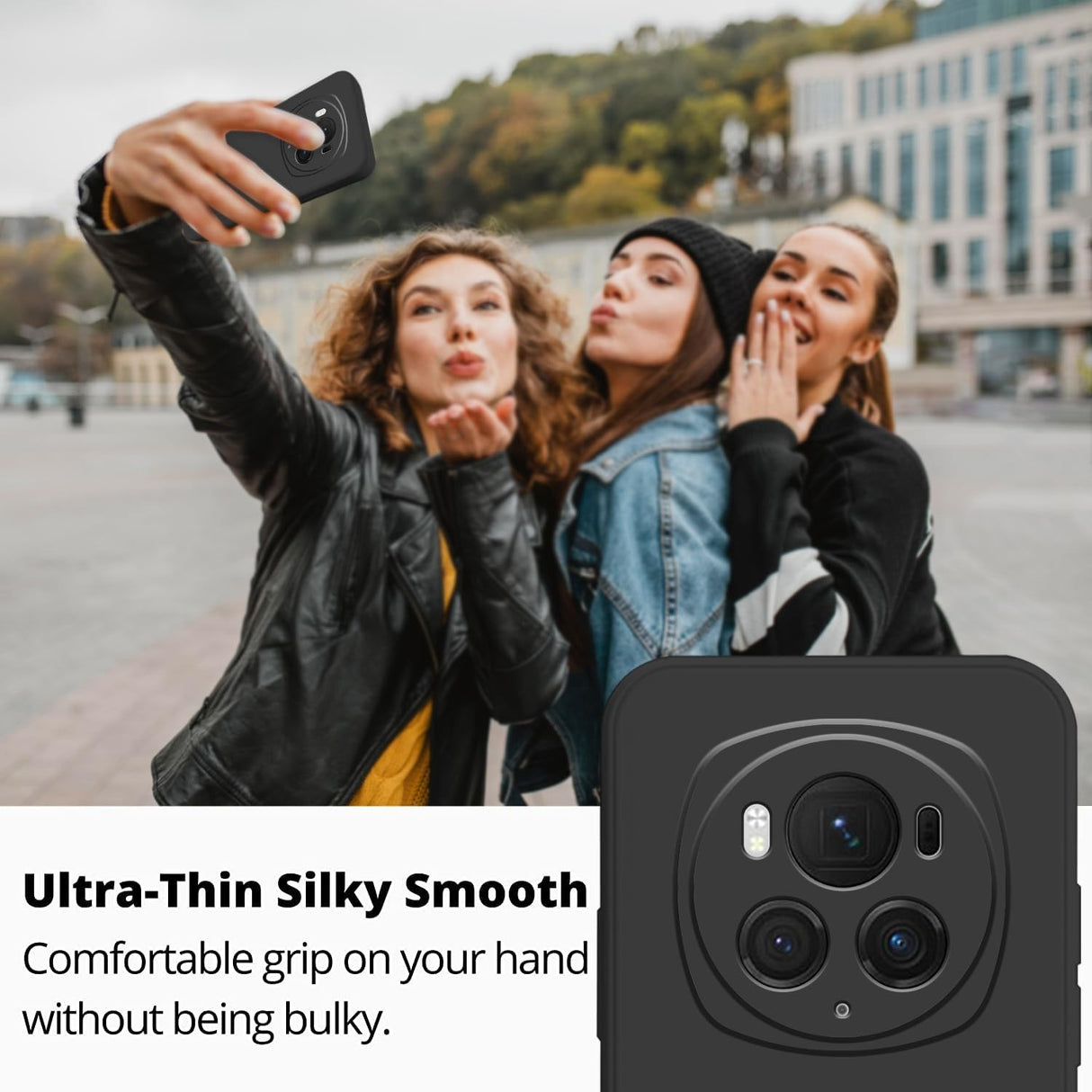 Husa de Protectie, Vivimall, pentru Honor Magic 6 Pro, Liquid Silicone, cu Microfibra pe Interior, Protectie Antisoc, Compatibil Incarcare Wireless, Negru - vivimall.ro
