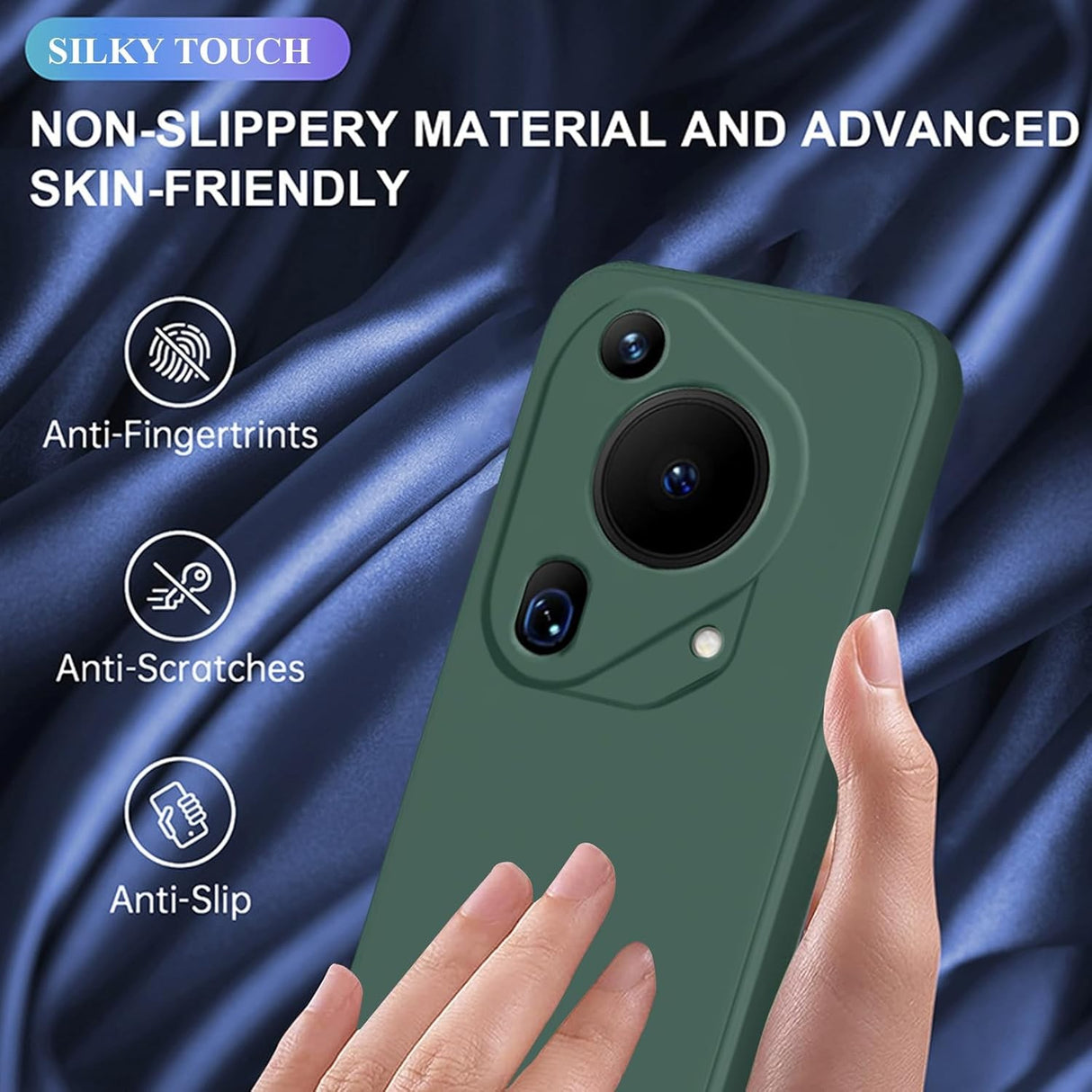 Husa de Protectie, Flippy, pentru Huawei Pura 70, Liquid Silicone, cu Microfibra pe Interior, Protectie Antisoc, Compatibil Incarcare Wireless, Verde - vivimall.ro